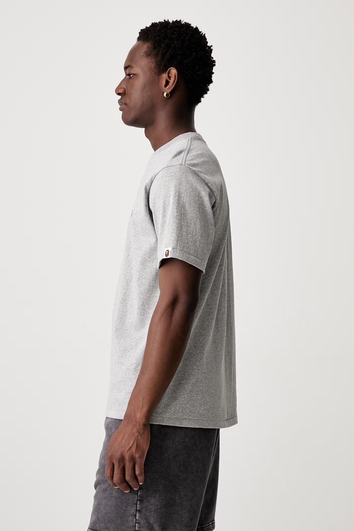 A Bathing Ape One Point T-shirt basic bawełniany męski 001TEM301003M szary SS26