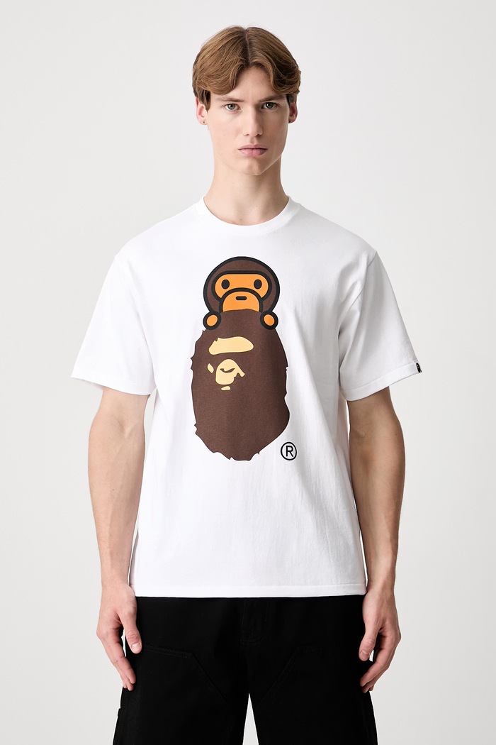 A Bathing Ape Milo On Ape Head T-shirt bawełniany męski biały 002TEM301002M