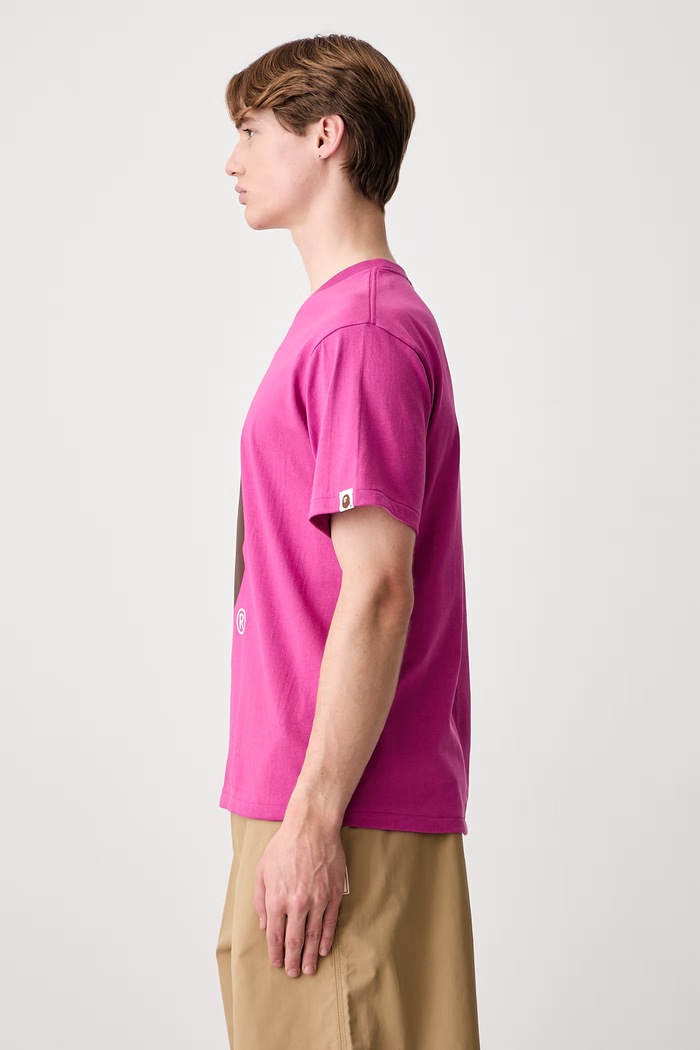 A Bathing Ape Milo On Ape Head T-shirt bawełniany męski 002TEM301002M różowy SS26