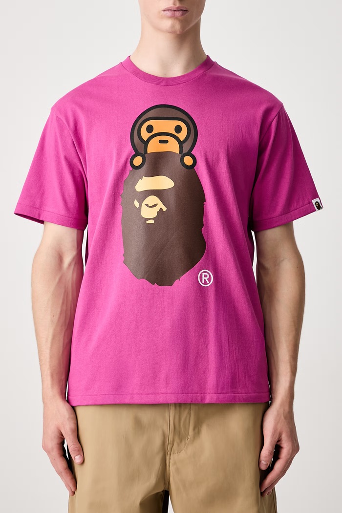 A Bathing Ape Milo On Ape Head T-shirt bawełniany męski różowy 002TEM301002M