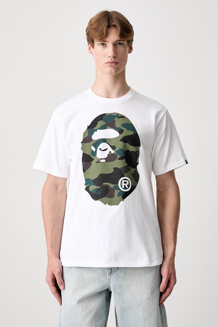 A Bathing Ape 1st Camo Big Ape Head T-shirt bawełniany męski biały 001TEM301015M