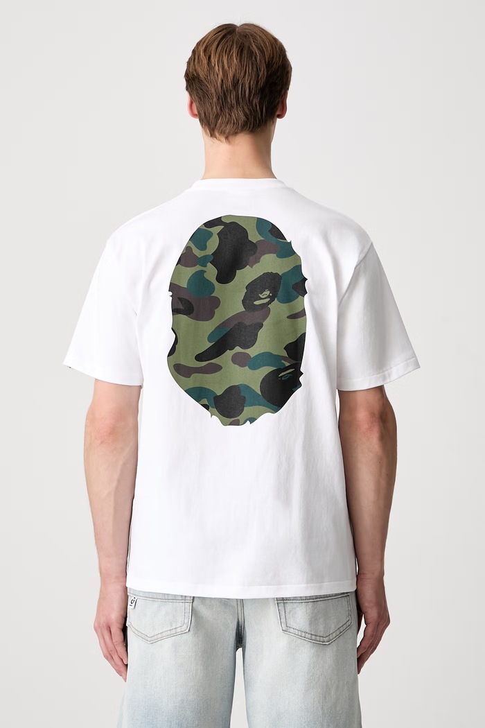 Odzież A Bathing Ape 1st Camo Big Ape Head T-shirt bawełniany męski 001TEM301015M biały