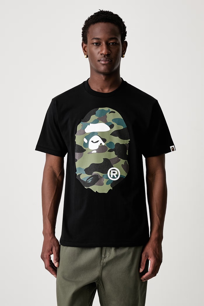 A Bathing Ape 1st Camo Big Ape Head T-shirt bawełniany męski czarny 001TEM301015M