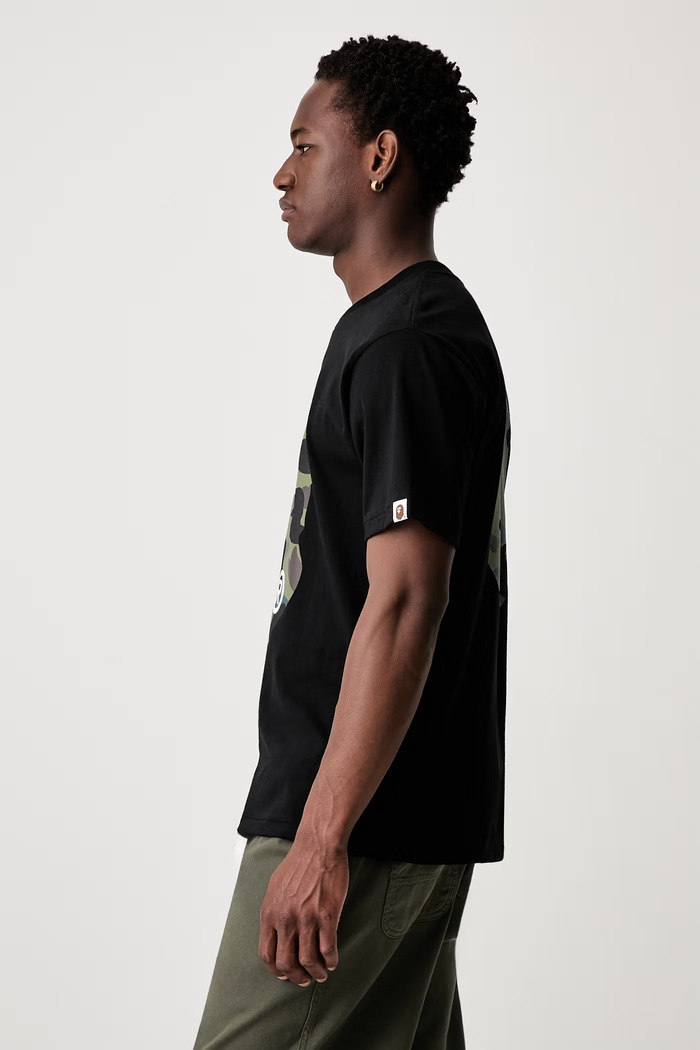 A Bathing Ape 1st Camo Big Ape Head T-shirt bawełniany męski 001TEM301015M czarny SS26