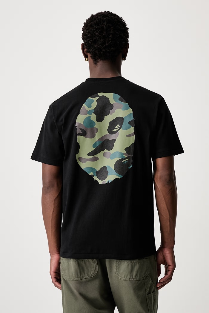 Odzież A Bathing Ape 1st Camo Big Ape Head T-shirt bawełniany męski 001TEM301015M czarny