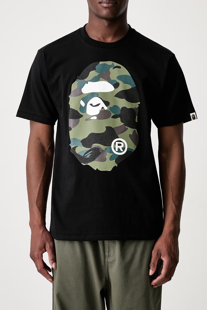 A Bathing Ape 1st Camo Big Ape Head T-shirt bawełniany męski czarny 001TEM301015M