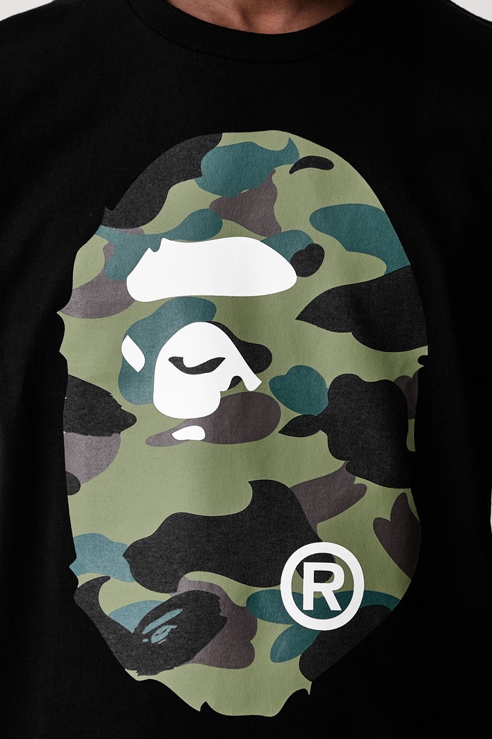 A Bathing Ape 1st Camo Big Ape Head T-shirt bawełniany męski 001TEM301015M czarny