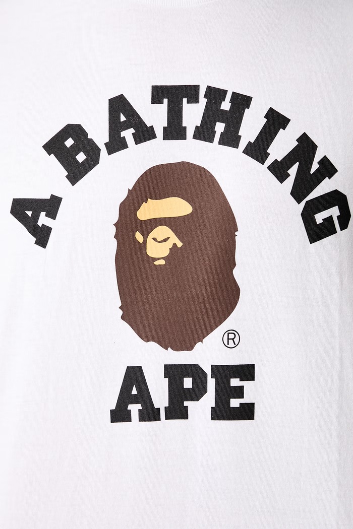 A Bathing Ape College T-shirt oversize bawełniany męski 001TEM301001M biały