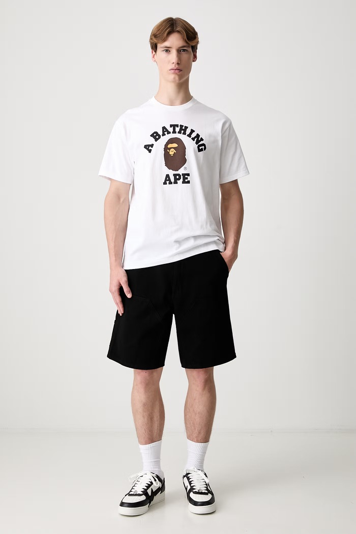 A Bathing Ape College T-shirt oversize bawełniany męski 001TEM301001M