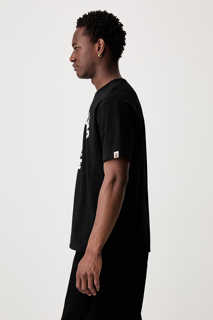 A Bathing Ape College T-shirt oversize bawełniany męski 001TEM301001M czarny SS26