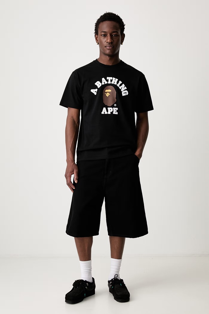 A Bathing Ape College T-shirt oversize bawełniany męski 001TEM301001M
