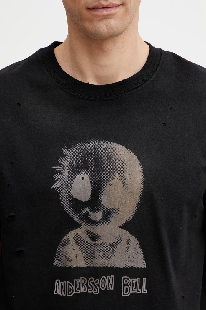 Andersson Bell Alien Machinery t-shirt in cotone da uomo nero atb1583u