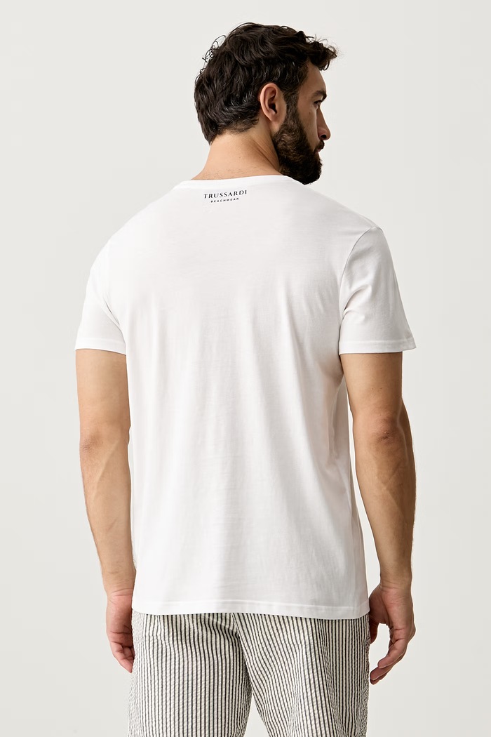 Odzież Trussardi T-shirt męski bawełniany TRU26MTS01 beżowy