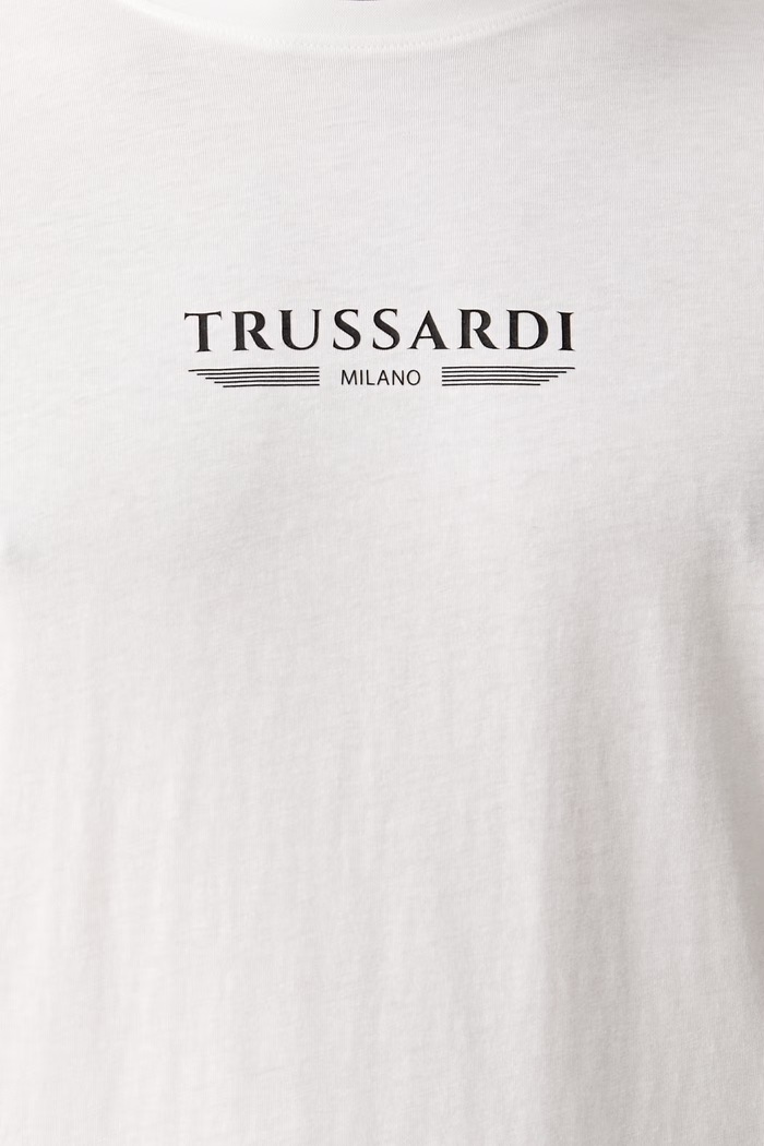 Trussardi T-shirt męski bawełniany TRU26MTS01 beżowy