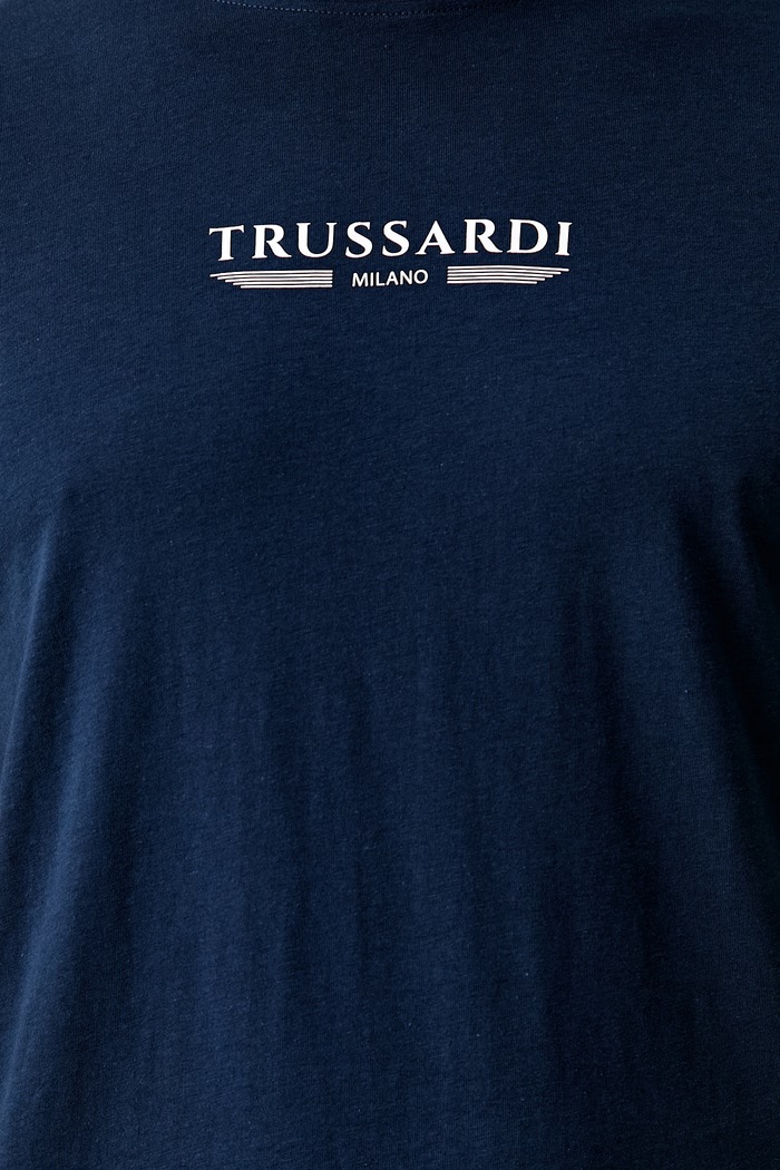 Trussardi T-shirt męski bawełniany TRU26MTS01 granatowy
