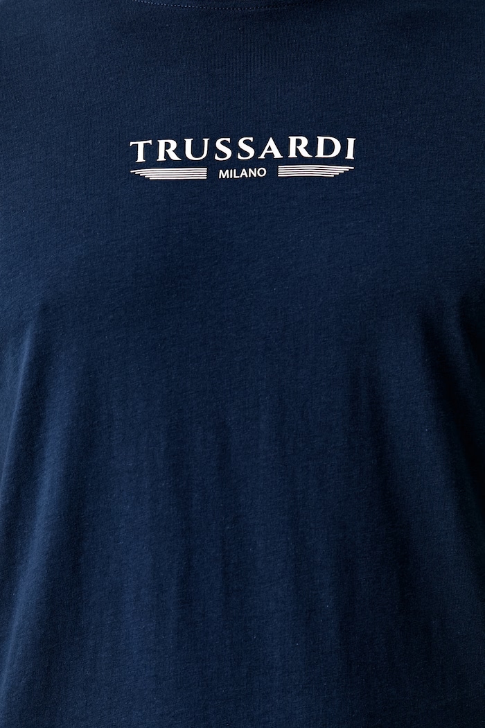 Trussardi T-shirt męski bawełniany TRU26MTS01 granatowy