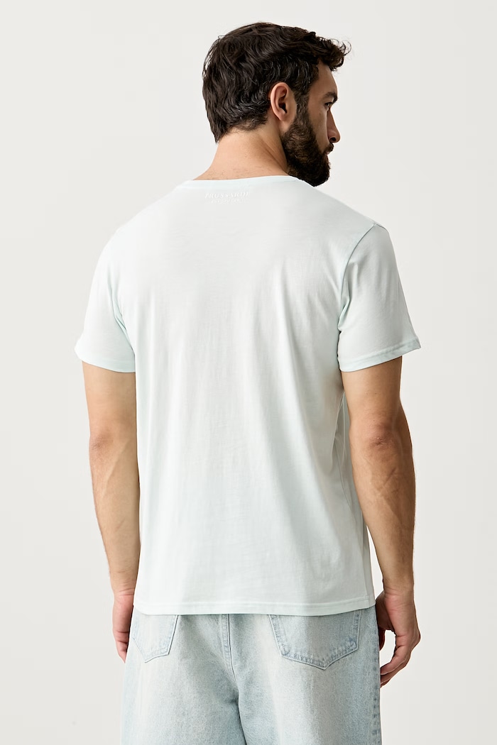 Odzież Trussardi T-shirt męski bawełniany TRU26MTS01 turkusowy