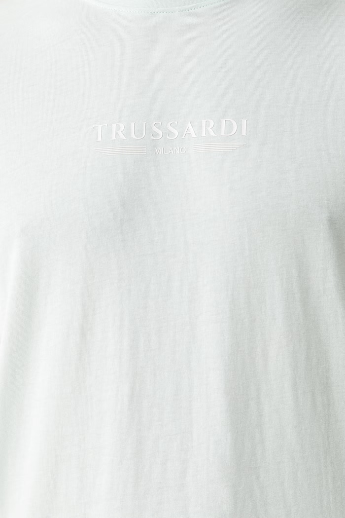 Trussardi T-shirt męski bawełniany TRU26MTS01 turkusowy