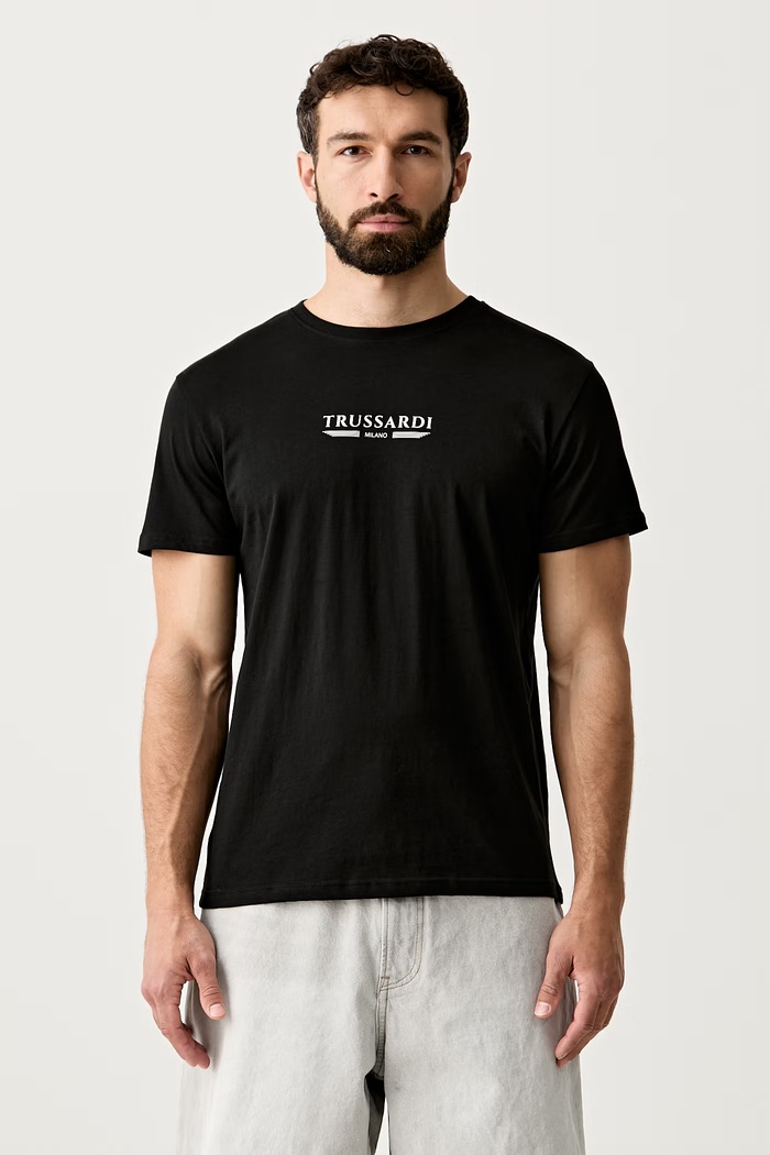 Trussardi T-shirt męski bawełniany czarny TRU26MTS01