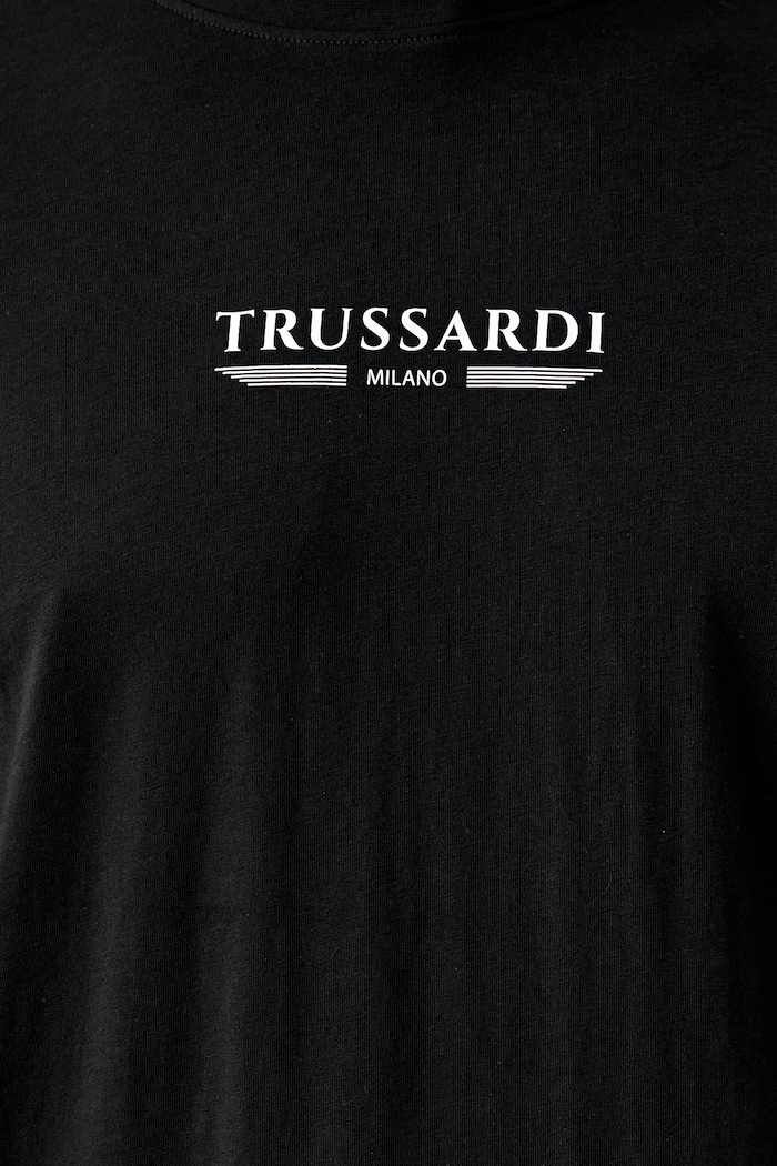 Trussardi T-shirt męski bawełniany TRU26MTS01 czarny