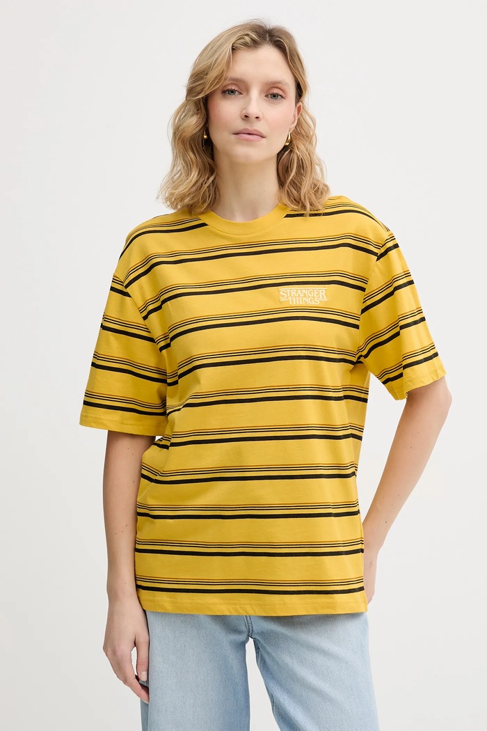 United Colors of Benetton pamut póló x Stranger Things 3LQMU10BC sárga