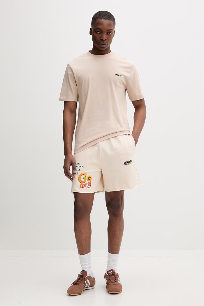 Barrow t-shirt βαμβακερό S6BWUATH010 μπεζ SS26