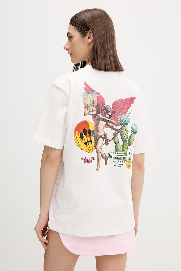 Ρούχα Barrow T-shirt βαμβακερό S6BWUATH032 λευκό