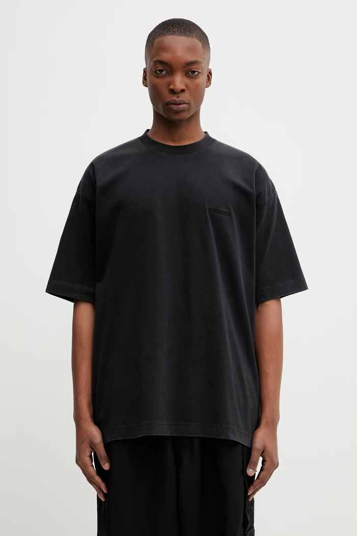 VETEMENTS t-shirt bawełniany Iconic Logo gładkie czarny ME76TR139BB