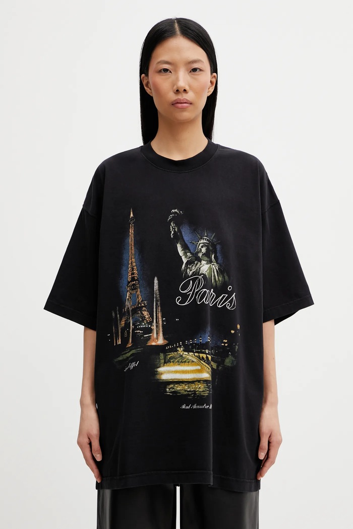 VETEMENTS t-shirt bawełniany Paris Tourist ME76TR244B czarny SS26