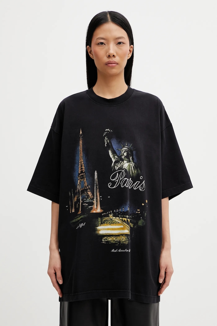 VETEMENTS t-shirt bawełniany Paris Tourist ME76TR244B czarny SS26