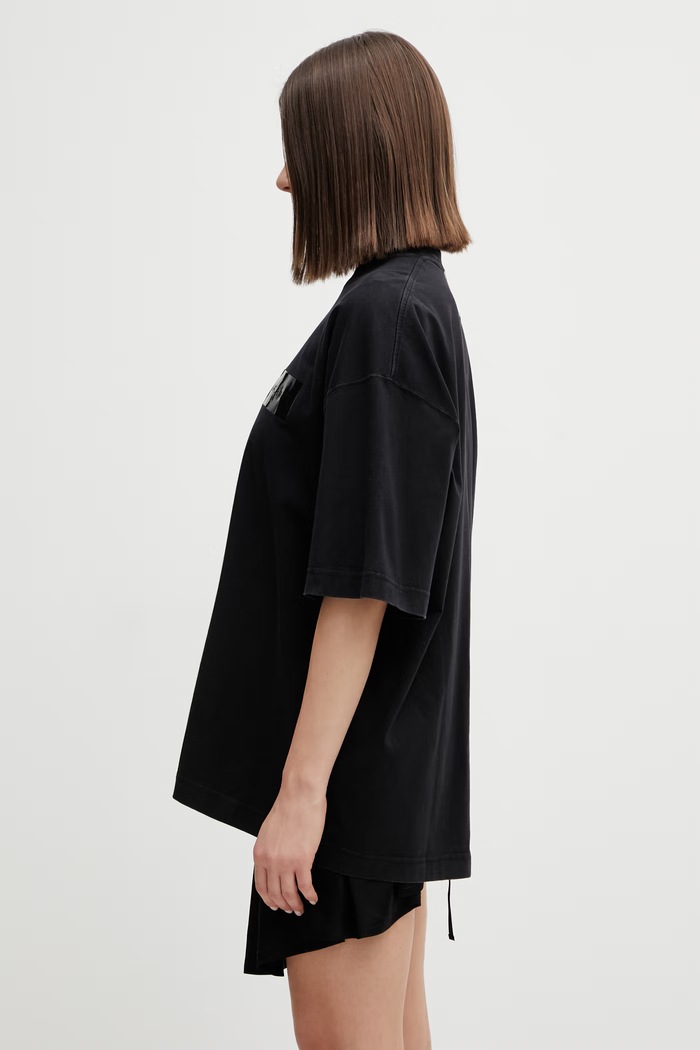 VETEMENTS t-shirt bawełniany Taped Logo czarny ME76TR148B