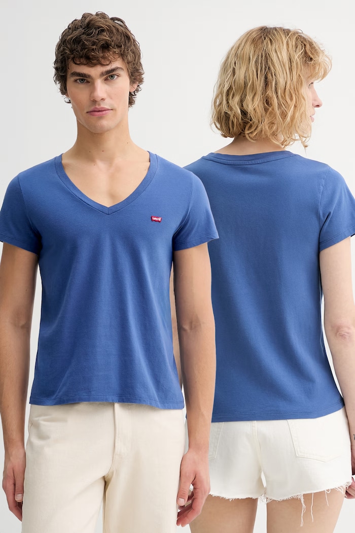 Bavlnené tričko Levi's LSE_PERFECT VNECK jednofarebný modrá A3170.0057