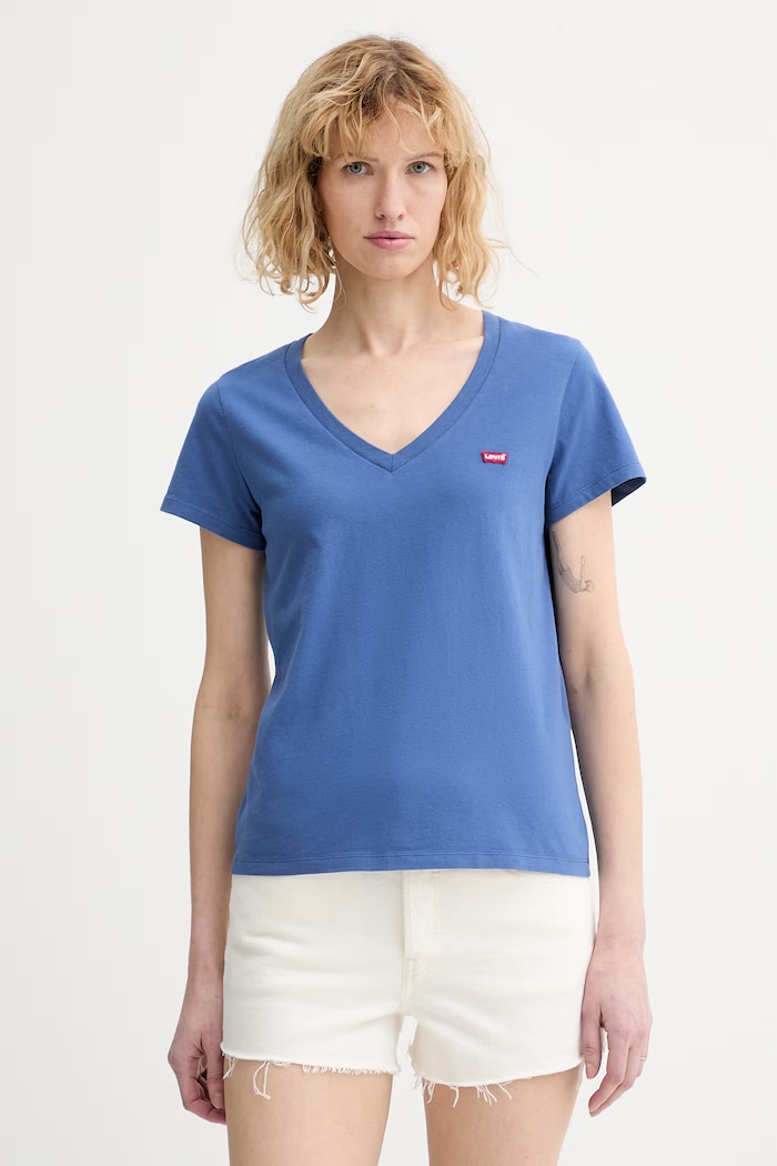 Bavlnené tričko Levi's LSE_PERFECT VNECK A3170.0057 modrá