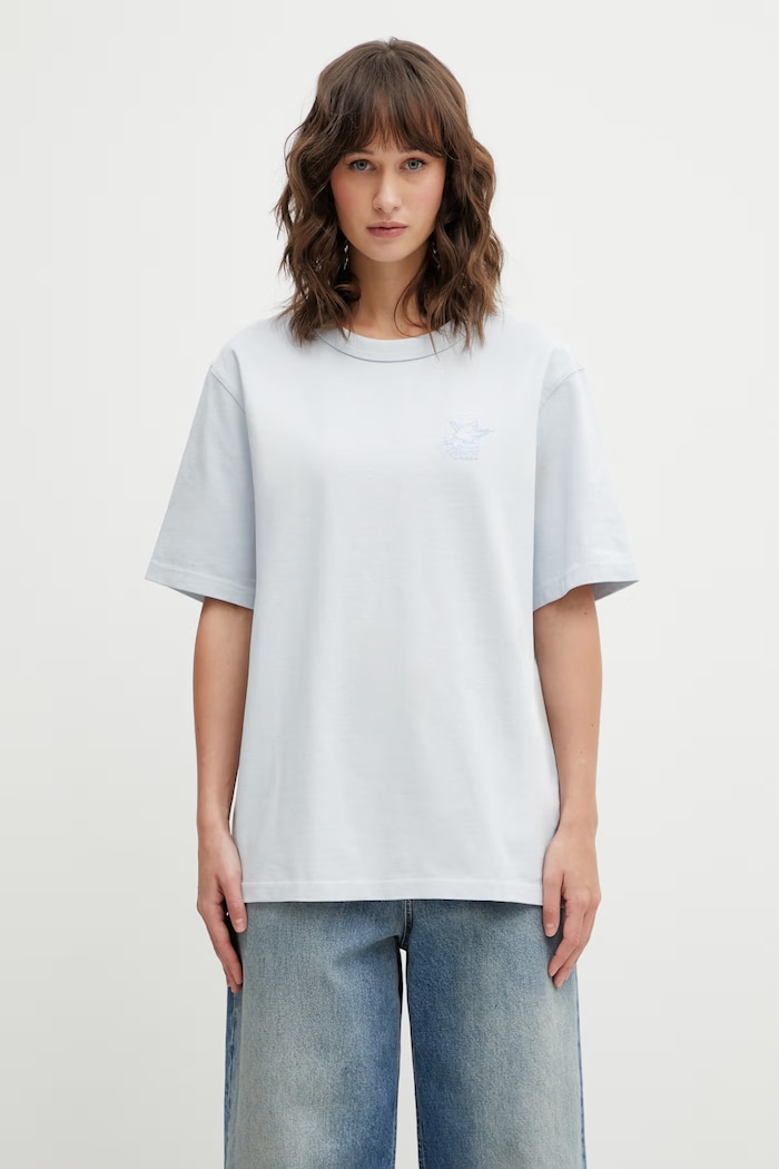 Café Kitsuné t-shirt bawełniany Barista Fox QU01101KJ7013 niebieski SS26