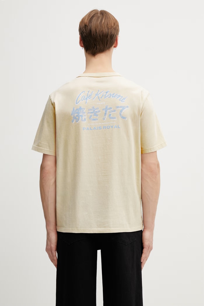 Café Kitsuné t-shirt bawełniany Summer nadruk beżowy QU01102KJ7014