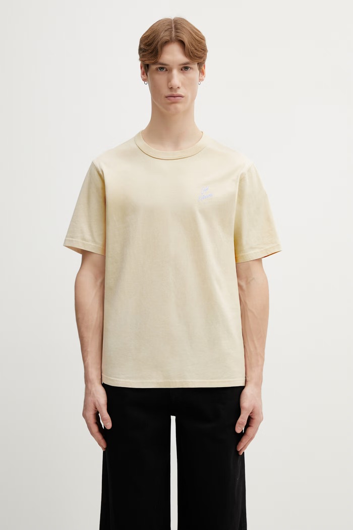 Café Kitsuné t-shirt bawełniany Summer QU01102KJ7014 beżowy