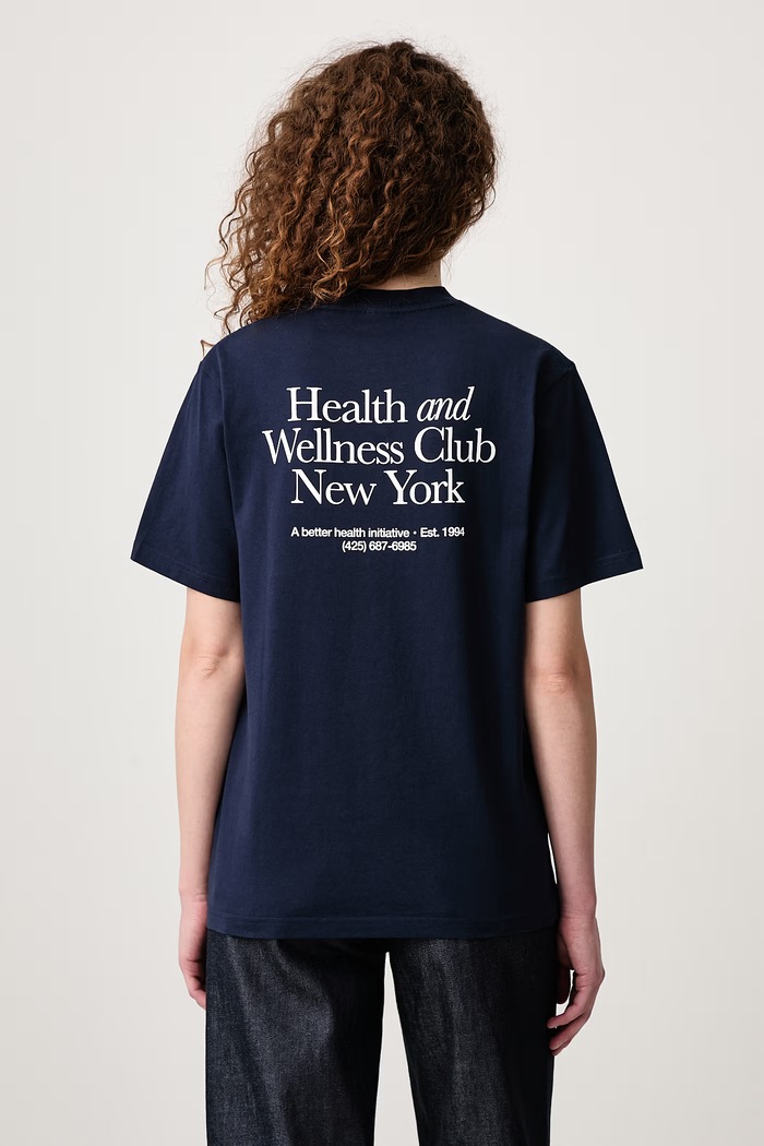 Sporty & Rich T-shirt bawełniany granatowy TO11973091BL106