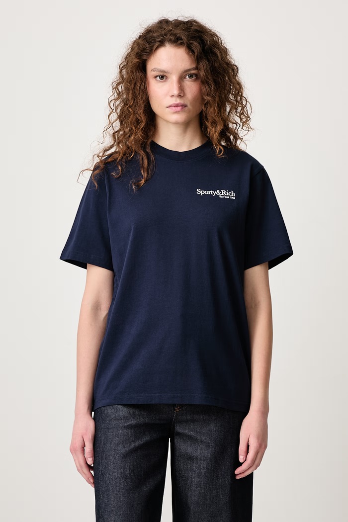 Odzież Sporty & Rich T-shirt bawełniany TO11973091BL106 granatowy