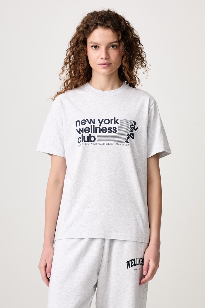 Sporty & Rich USA Wellness Club T-shirt bawełniany damski szary TO11973128GY03