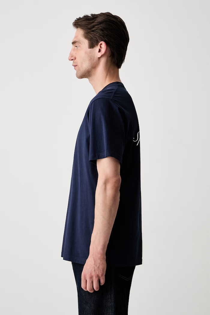 Sporty & Rich Syracuse T-shirt bawełniany TO11975325BL106 granatowy SS26
