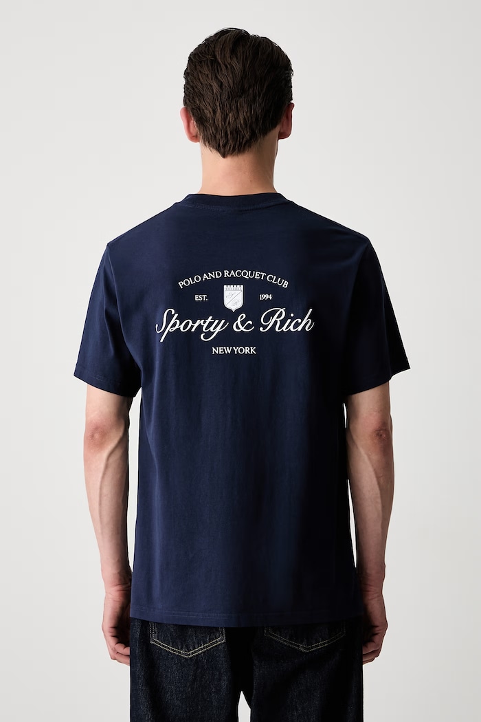 Odzież Sporty & Rich Syracuse T-shirt bawełniany TO11975325BL106 granatowy