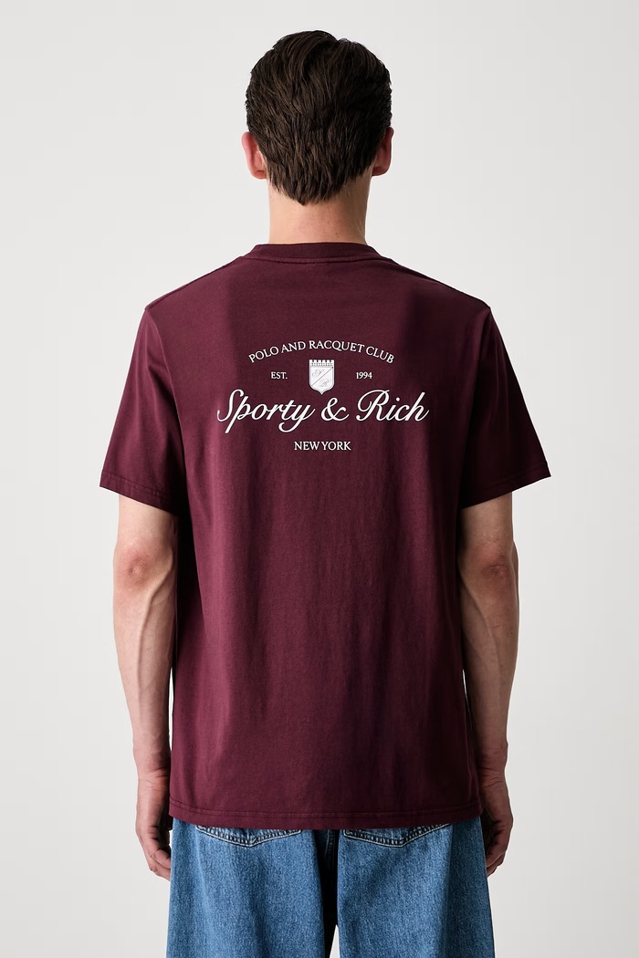 Odzież Sporty & Rich Syracuse T-shirt bawełniany TO11975325RE02 bordowy