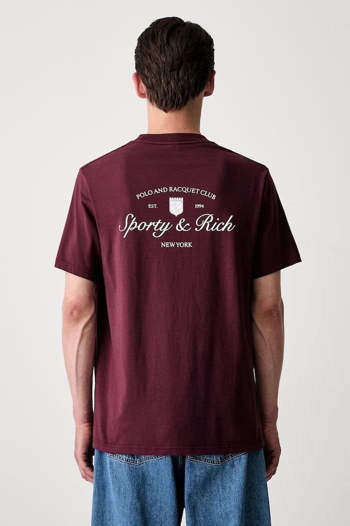Odzież Sporty & Rich Syracuse T-shirt bawełniany TO11975325RE02 bordowy