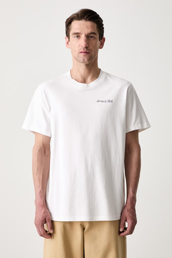 Sporty & Rich Syracuse T-shirt bawełniany biały TO11975325WH01