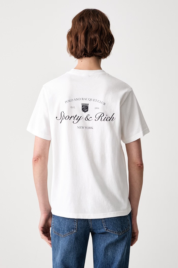 Sporty & Rich Syracuse tričko bavlnené TO11975325WH01 biela SS26