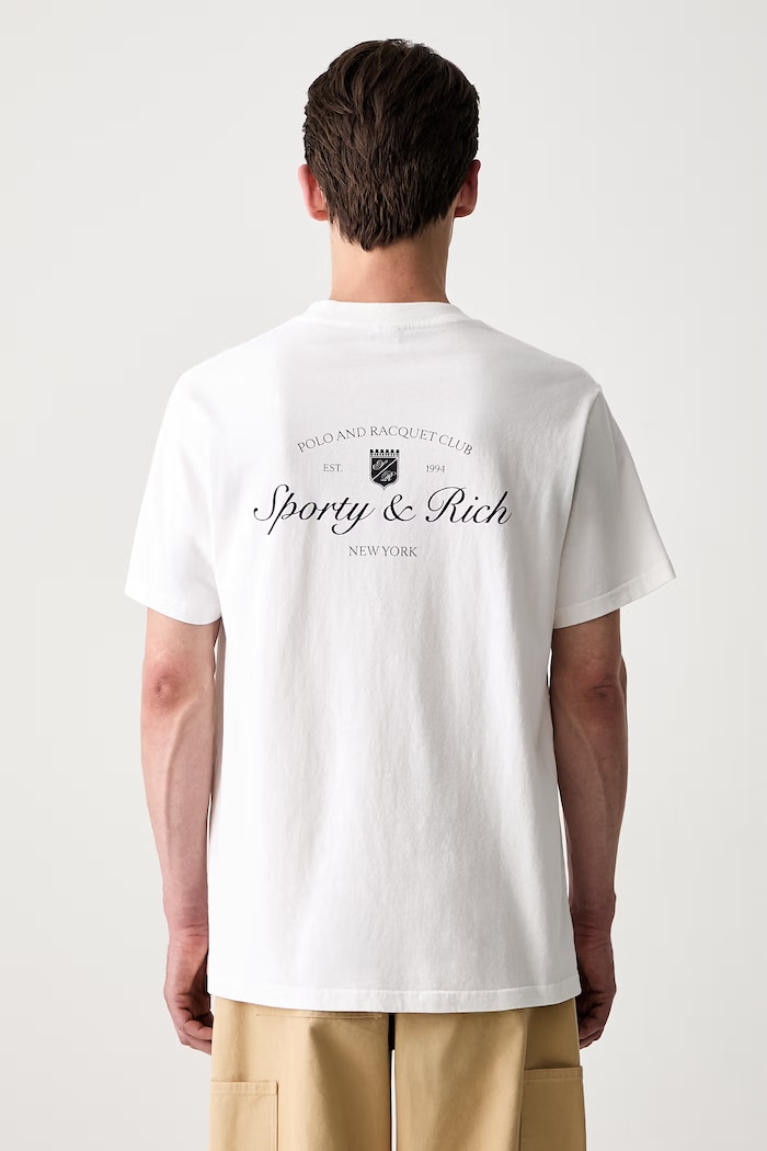 Odzież Sporty & Rich Syracuse T-shirt bawełniany TO11975325WH01 biały