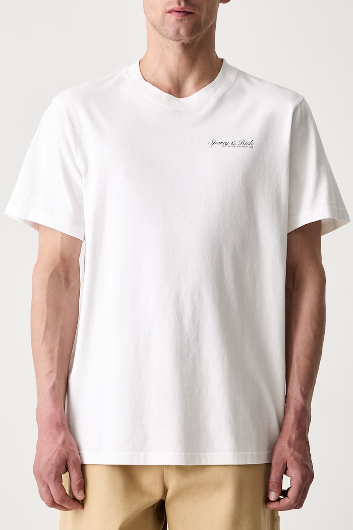 Sporty & Rich Syracuse T-shirt bawełniany biały TO11975325WH01