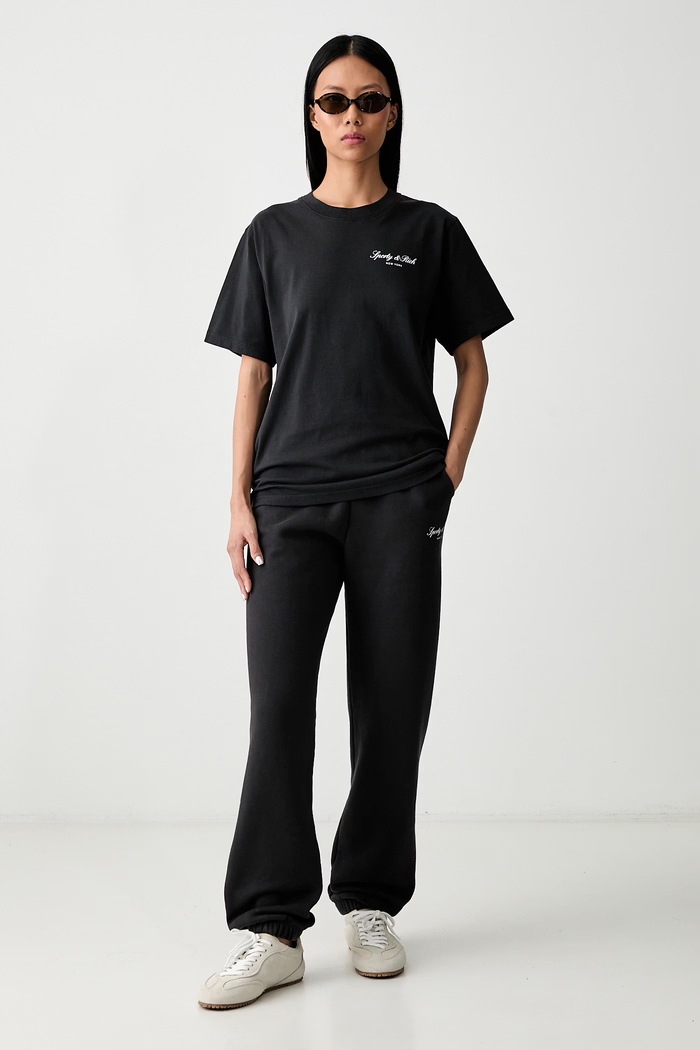 Sporty & Rich Signature NY T-shirt bawełniany damski TO11971329BA02 czarny SS26