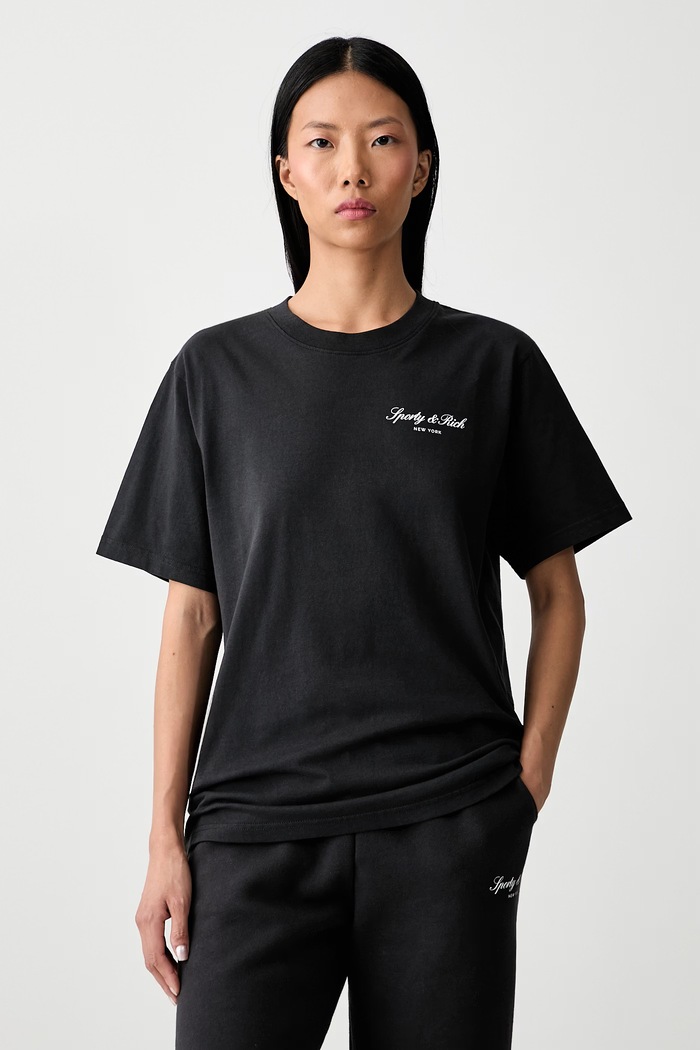 Odzież Sporty & Rich Signature NY T-shirt bawełniany damski TO11971329BA02 czarny