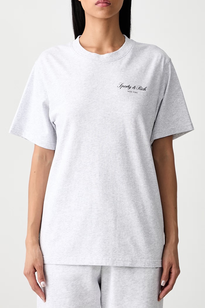 Sporty & Rich Signature NY T-shirt bawełniany TO11971329GY03 szary